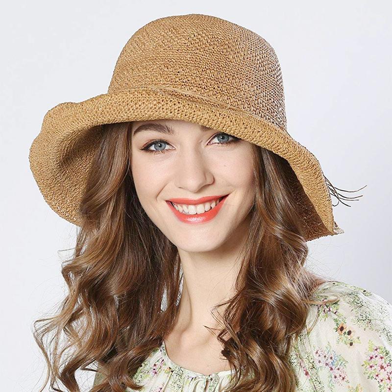 Foldable Straw Hat — Adjustable Fit, Decorative Bow & Wire Rim