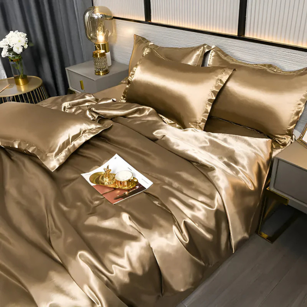 Ropa de cama de seda con acabado liso y brillante