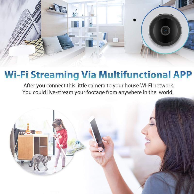 Mini kamera Wi-Fi 1080p — mocowanie magnetyczne, obiektyw szerokokątny 150 stopni