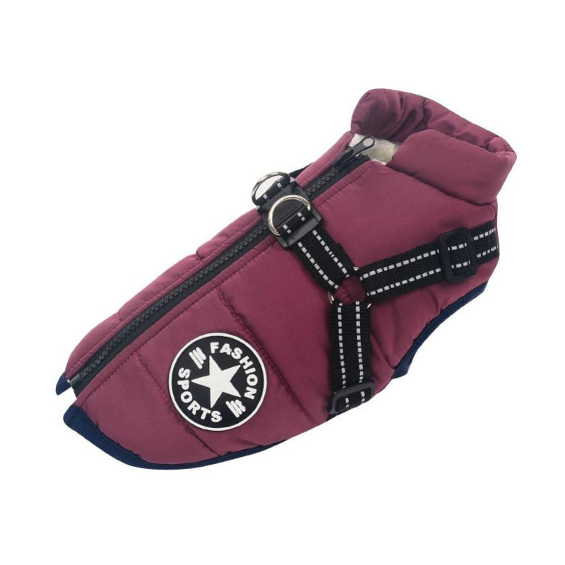 Waterproof Winter Dog Jacket — Integrated Harness Design