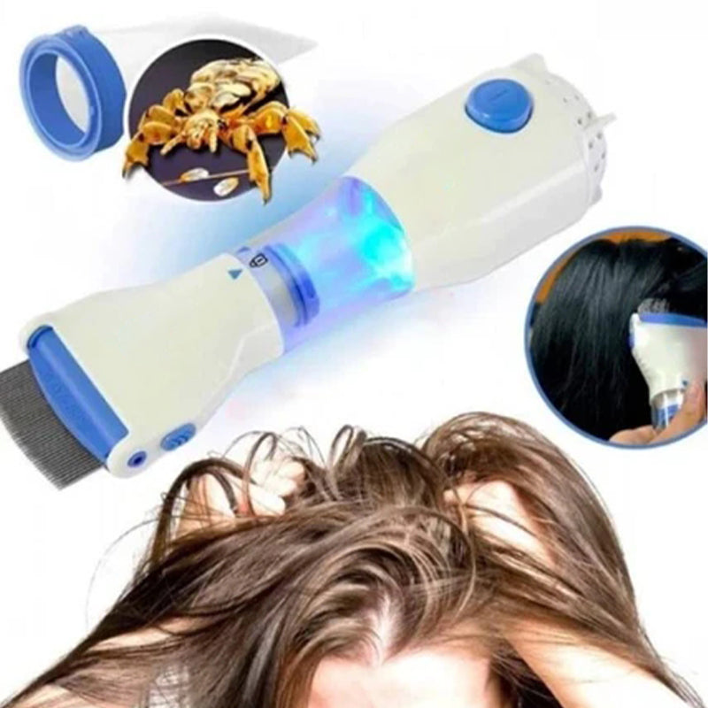 V-Comb-Kopfläusegerät - 3 austauschbare Filter und LED-Erkennung mit blauem Licht
