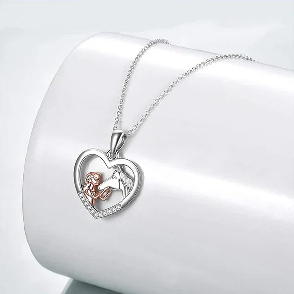 Girl and Horse Pendant Necklace