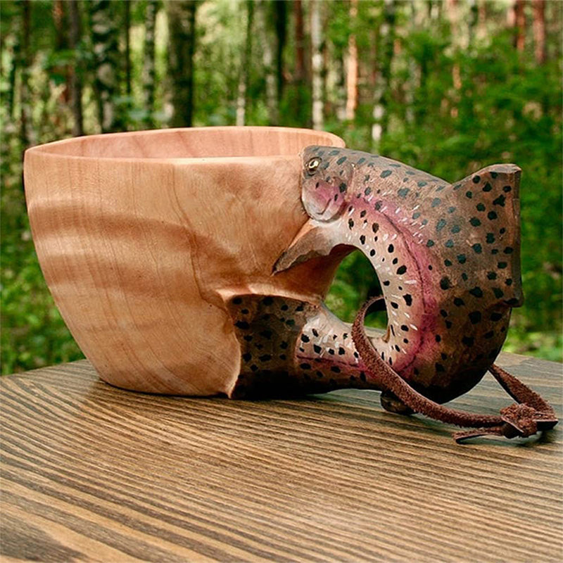 Handgemaakte houten dierenbekers — beschilderde details, 15 x 10 x 5 cm