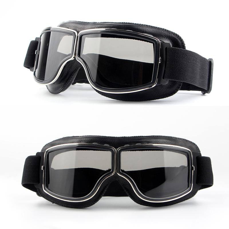 Vintage Windproof Motorcycle Goggles — Riveted Metal Frame, Anti-Fog Vents