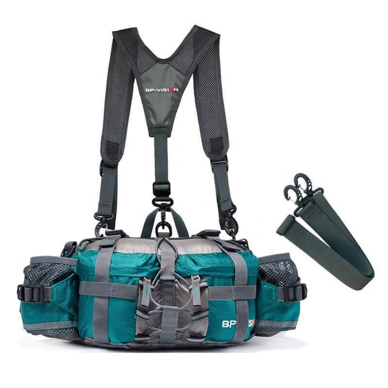 Adjustable Nylon Hiking Waist Pack — 26–50in Strap, Breathable Mesh Pad, 11x5x6in