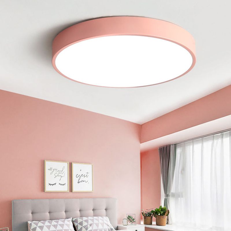 Moderne ronde led-plafondlamp - zachte roze en grijze tinten
