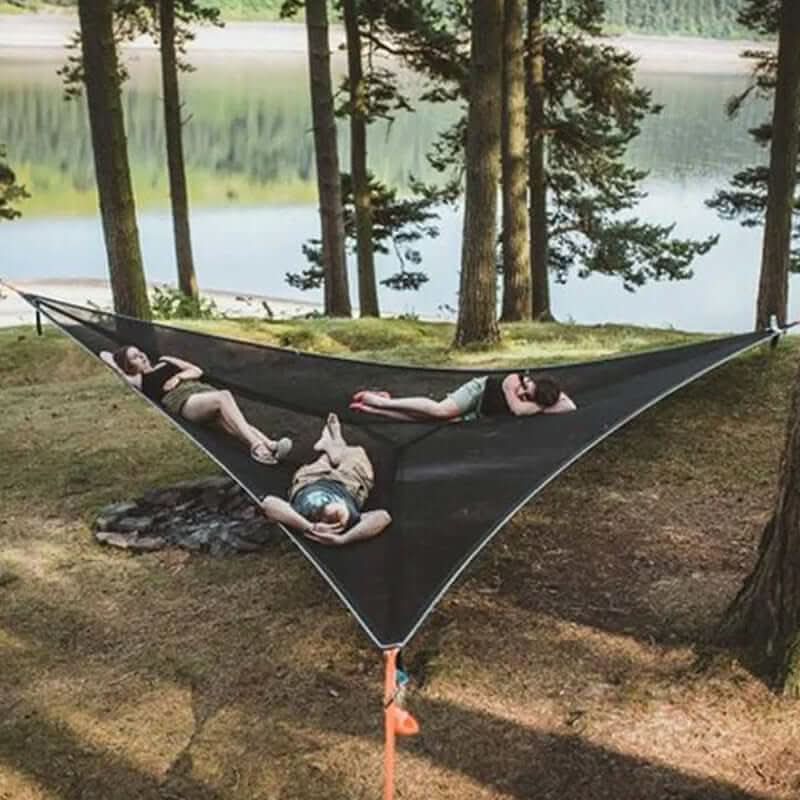 Camping-Hängematte für mehrere Personen mit 3-Punkt-Verankerungssystem