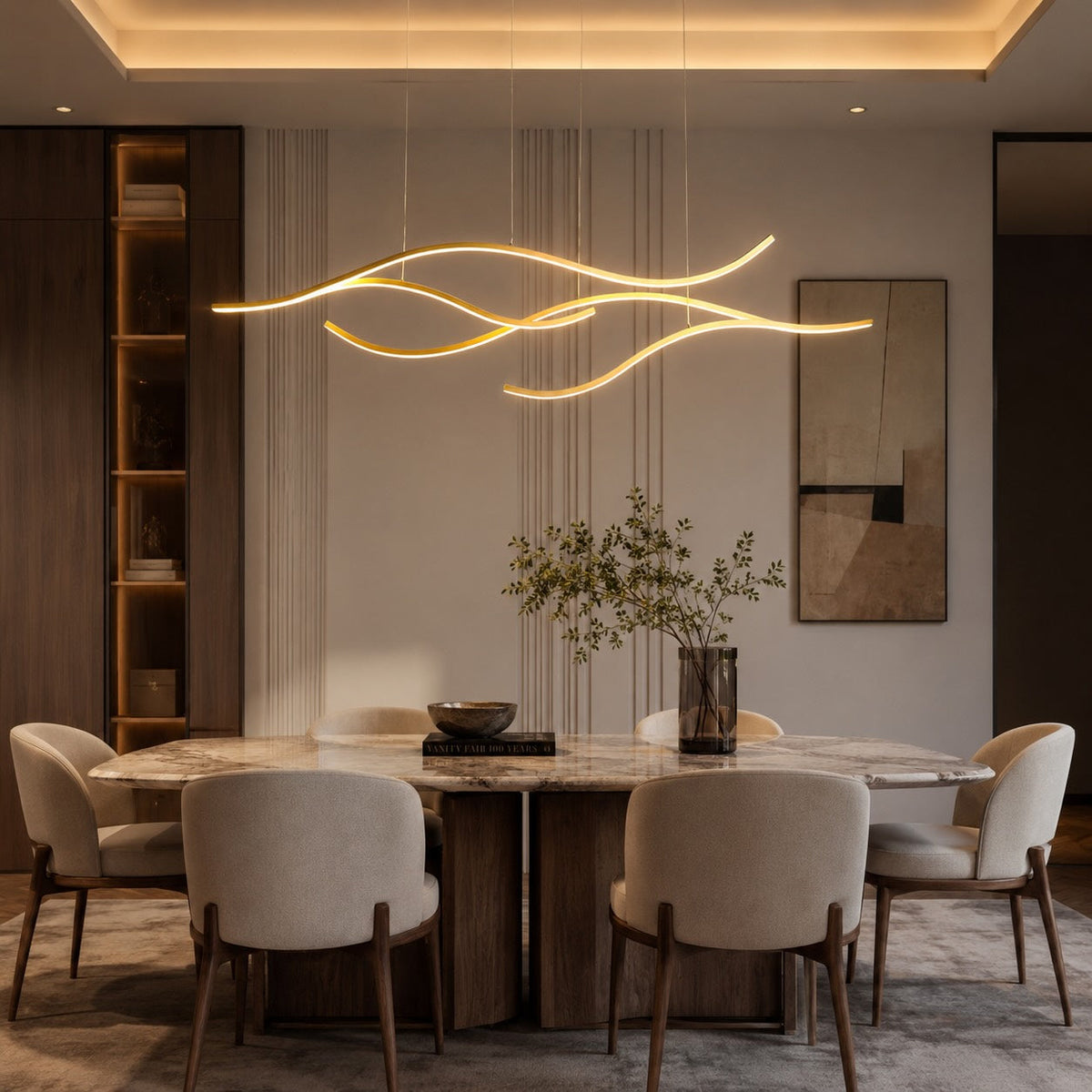 Lampada a sospensione LED moderna e regolabile — Struttura in metallo, paralume in silicone, intensità luminosa variabile