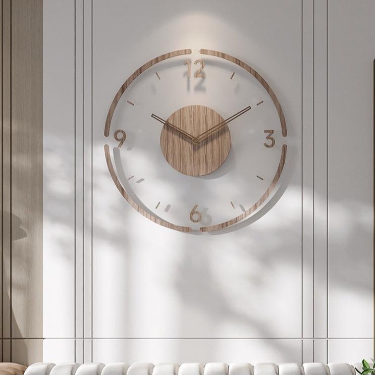 Horloge murale silencieuse en bois véritable de 35 Cm – Style nordique