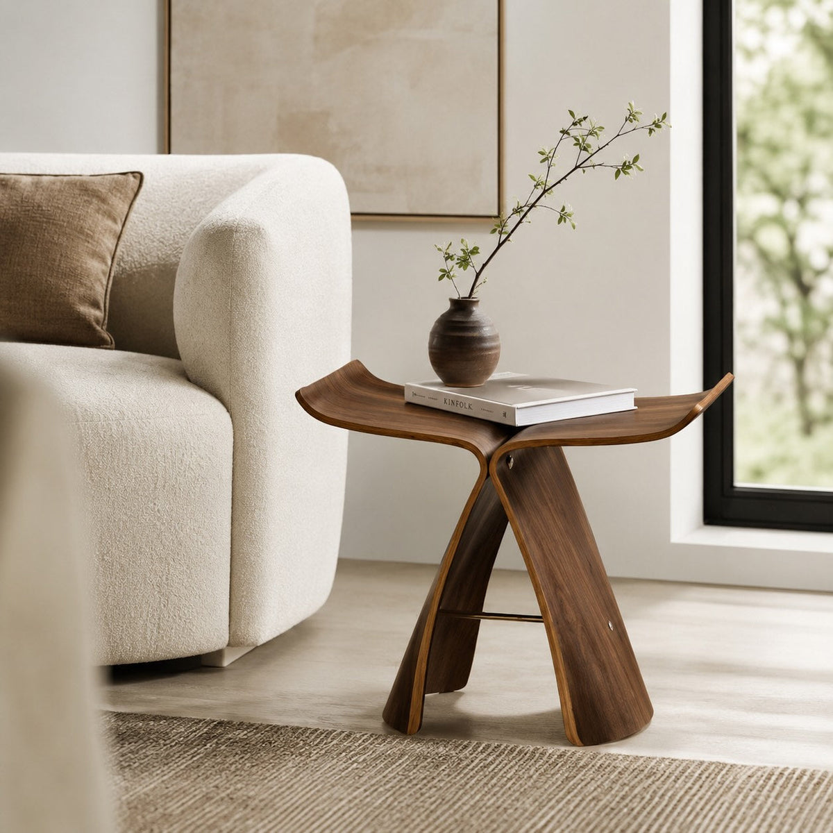 Panca da tavolino moderna in legno in stile scandinavo – Design regolabile, gambe in acciaio inossidabile