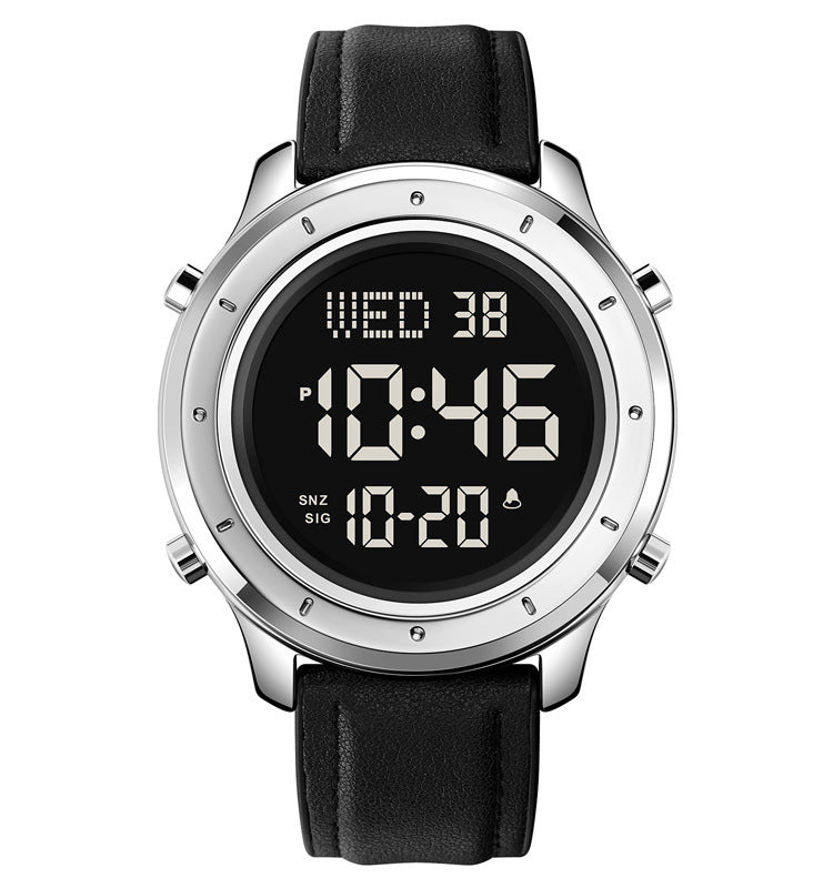 Men's Multifunction Electronic Watch — 47mm Round Dial, 30m Waterproof