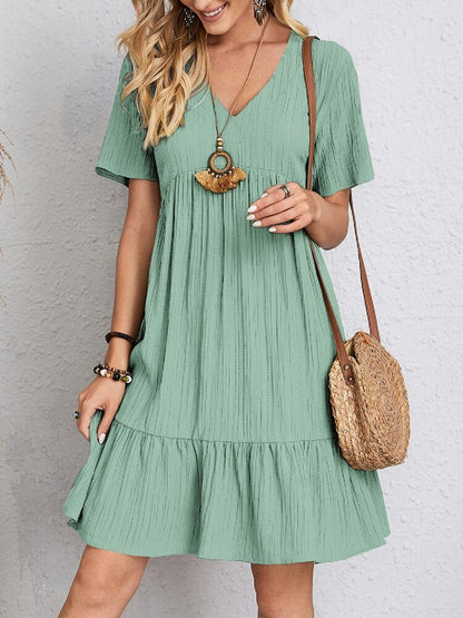 Robe d'été à col V - Légère, Élégante & Ultra-Féminine