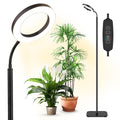 Lampe de culture pour plantes LED à spectre complet 20W — Pied réglable en hauteur, minuterie 3/9/12H, 10 niveaux de luminosité réglables, design rond minimaliste