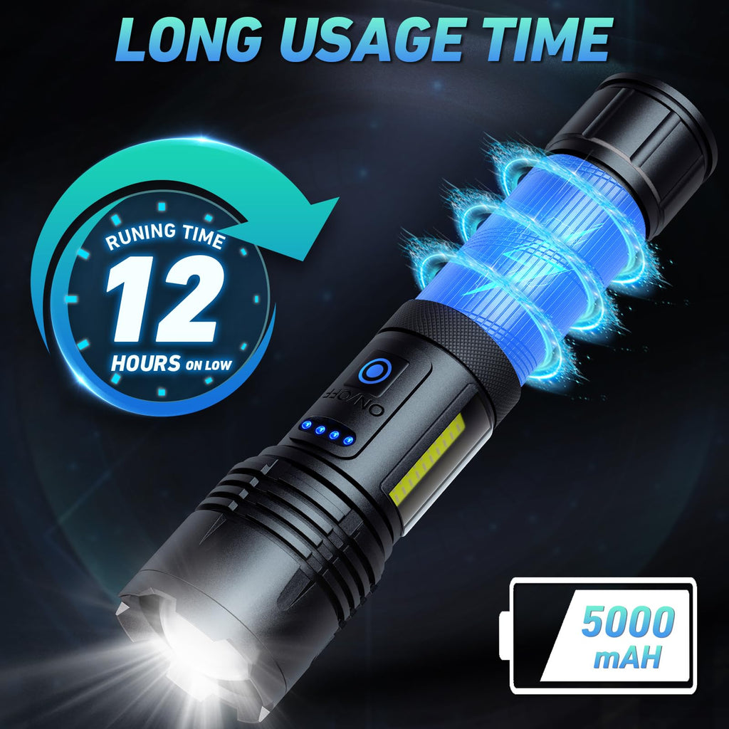 Rechargeable LED Flashlight — 990,000 Lumens, 7 Modes, IPX7 Waterproof