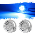 2Pcs Blue 6LED Underwater Transom Lights — IP68 Waterproof, Round Stainless Steel Housing, Surface Mount, 12V