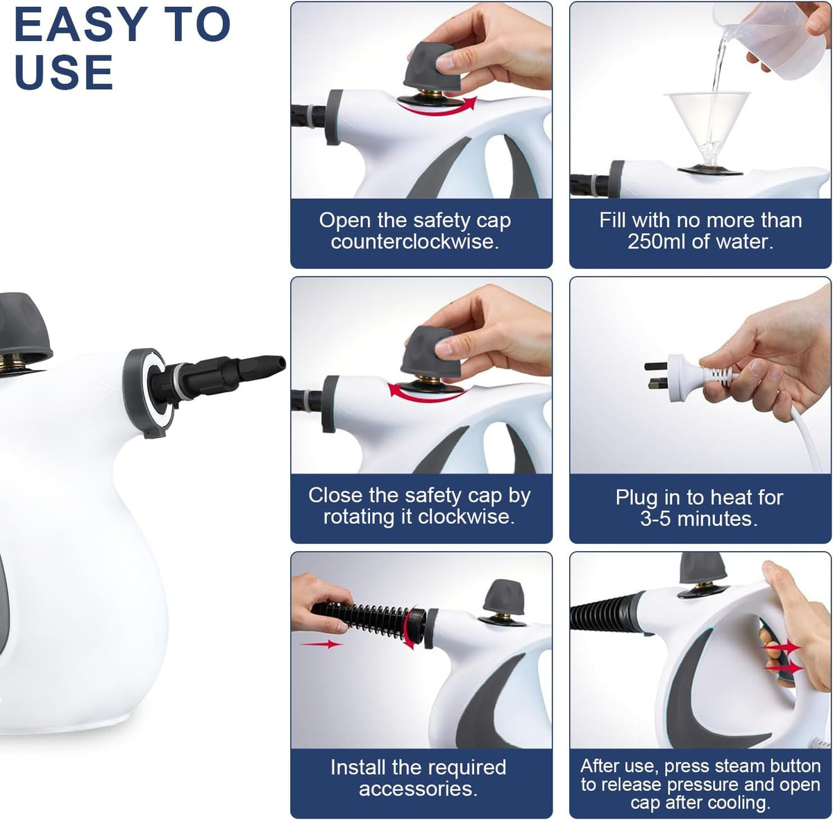 Valtira High-Pressure Handheld Steam Cleaner – 9-Piece Accessory Kit, 135°C Steam Output, 99.9% Sterilization