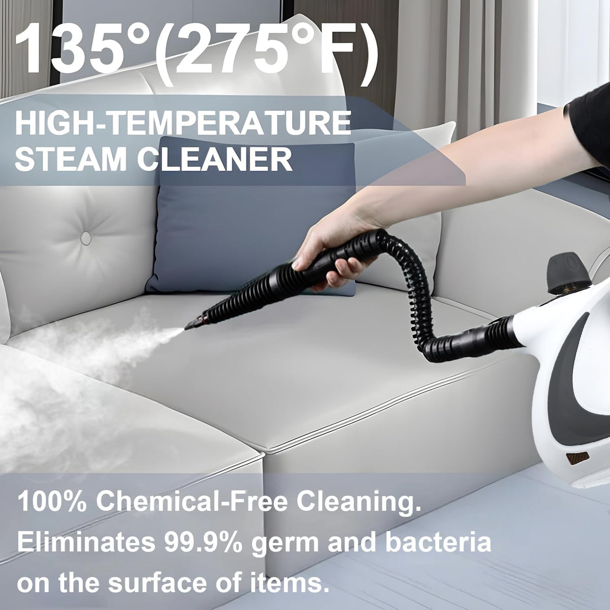 Valtira High-Pressure Handheld Steam Cleaner – 9-Piece Accessory Kit, 135°C Steam Output, 99.9% Sterilization