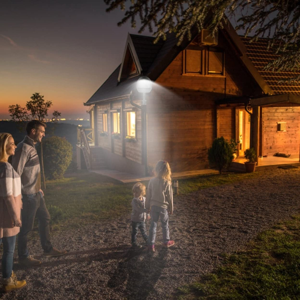 Lămpi LED de exterior Kocaso — 144 de LED-uri, senzor fotoelectric, impermeabile IP65