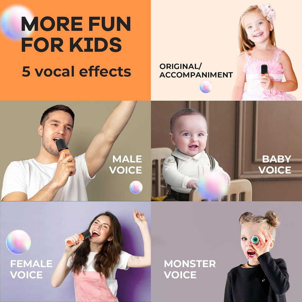 Przenośny minikaraoke Veylo — głośnik Bluetooth, 2 mikrofony bezprzewodowe