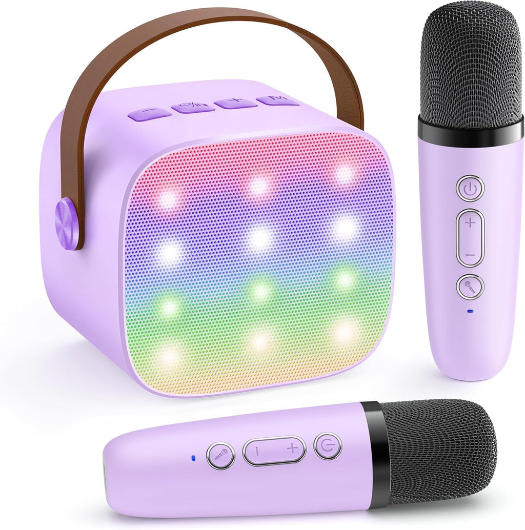 Przenośny minikaraoke Veylo — głośnik Bluetooth, 2 mikrofony bezprzewodowe