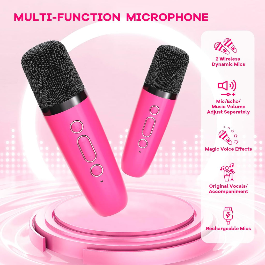 Przenośny minikaraoke Veylo — głośnik Bluetooth, 2 mikrofony bezprzewodowe