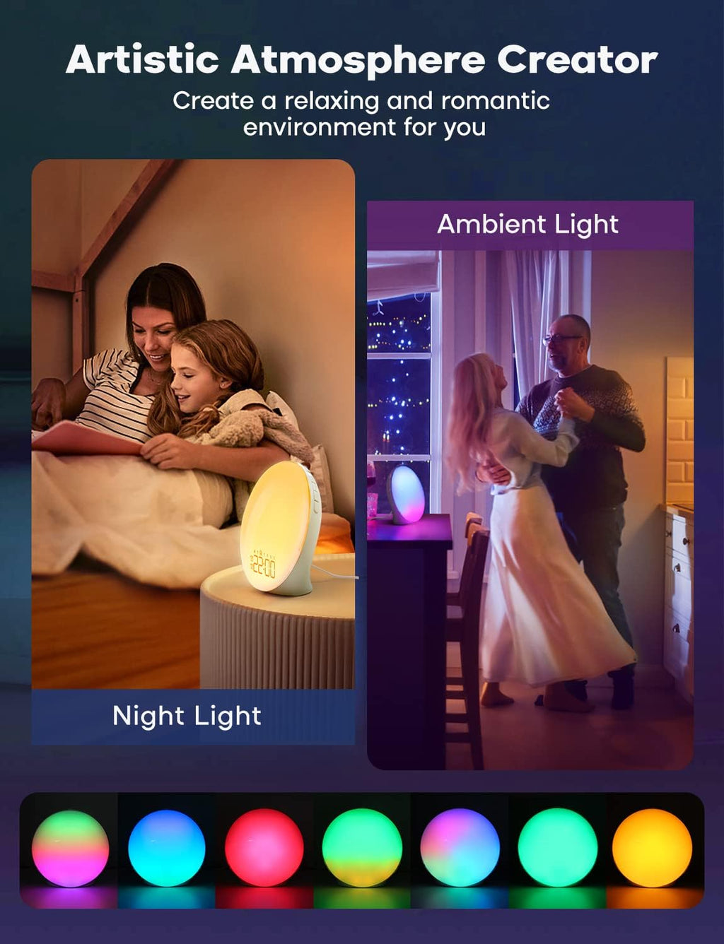Despertador GlowRise com simulação do nascer e do pôr do sol — luz natural para acordar