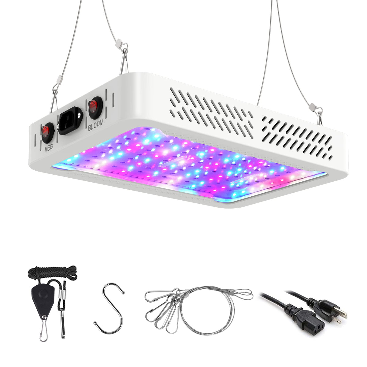 مصباح نمو LED كامل الطيف من بي لوكس بقدرة 1000W — مفتاحان، شريحة مزدوجة مع توصيل متسلسل، القدرة الفعلية 110W