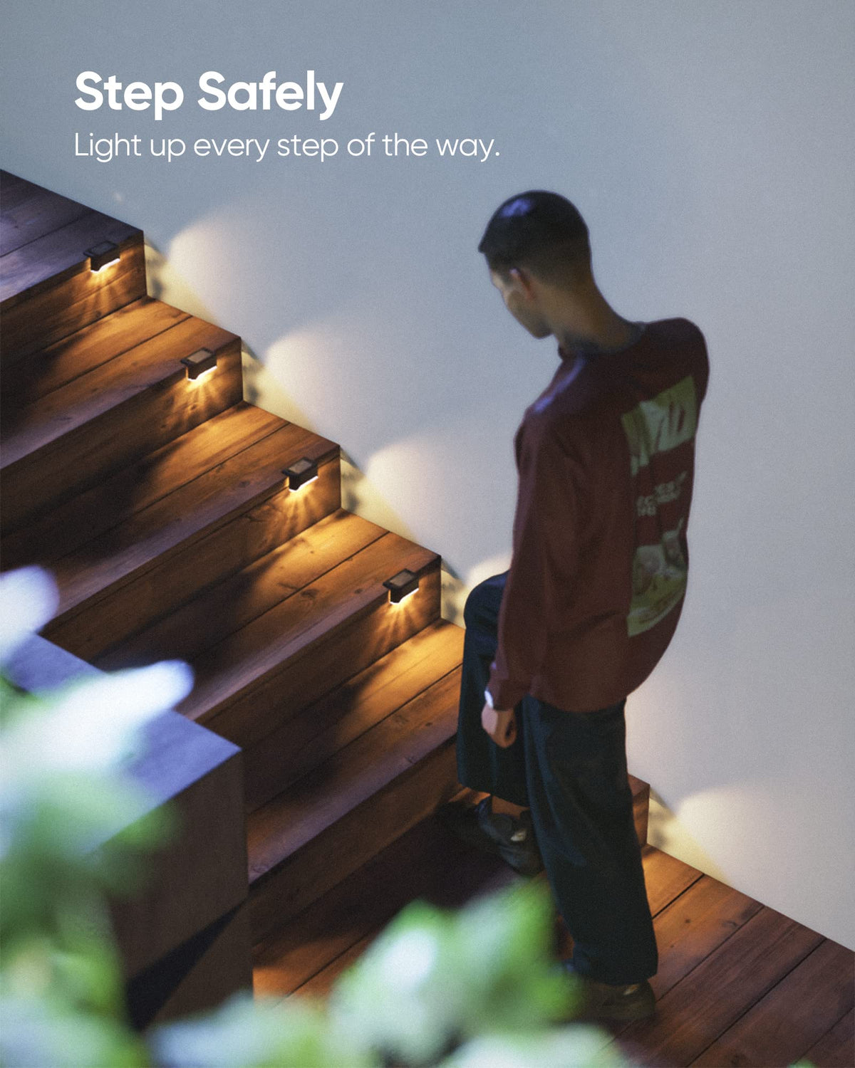 Zestaw 16 solarnych lamp tarasowych — wodoodporne oświetlenie ogrodzenia LED, czarne