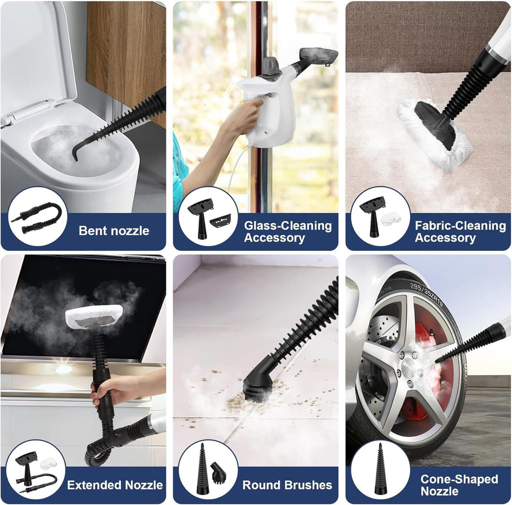 Valtira High-Pressure Handheld Steam Cleaner – 9-Piece Accessory Kit, 135°C Steam Output, 99.9% Sterilization
