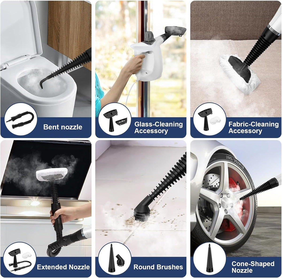 Valtira High-Pressure Handheld Steam Cleaner – 9-Piece Accessory Kit, 135°C Steam Output, 99.9% Sterilization