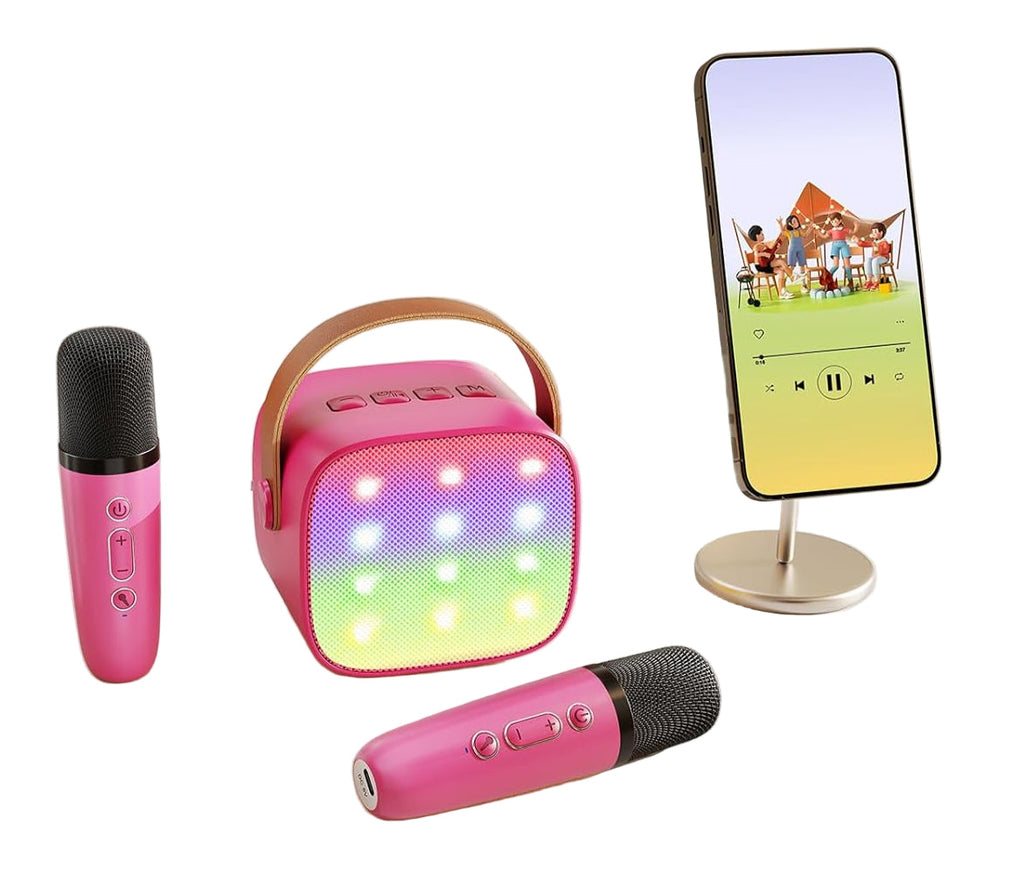 Przenośny minikaraoke Veylo — głośnik Bluetooth, 2 mikrofony bezprzewodowe