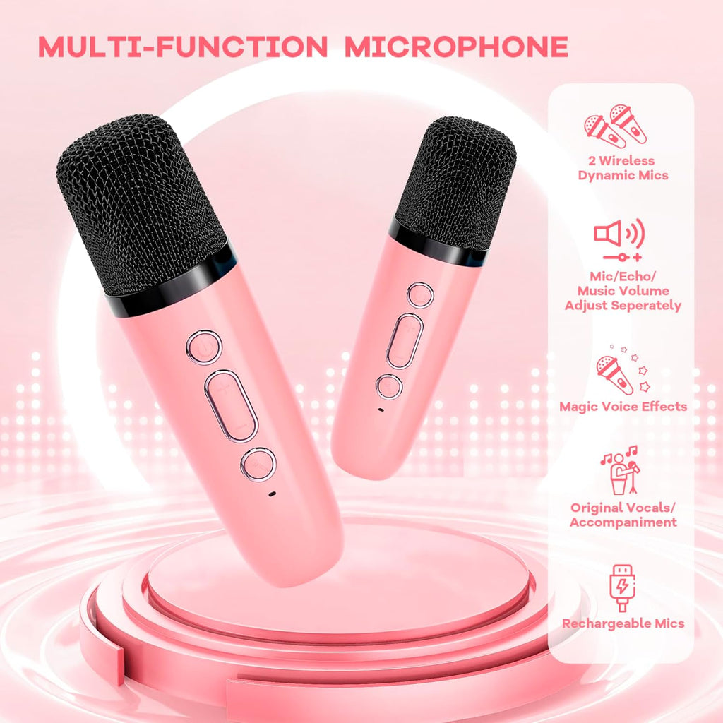 Przenośny minikaraoke Veylo — głośnik Bluetooth, 2 mikrofony bezprzewodowe