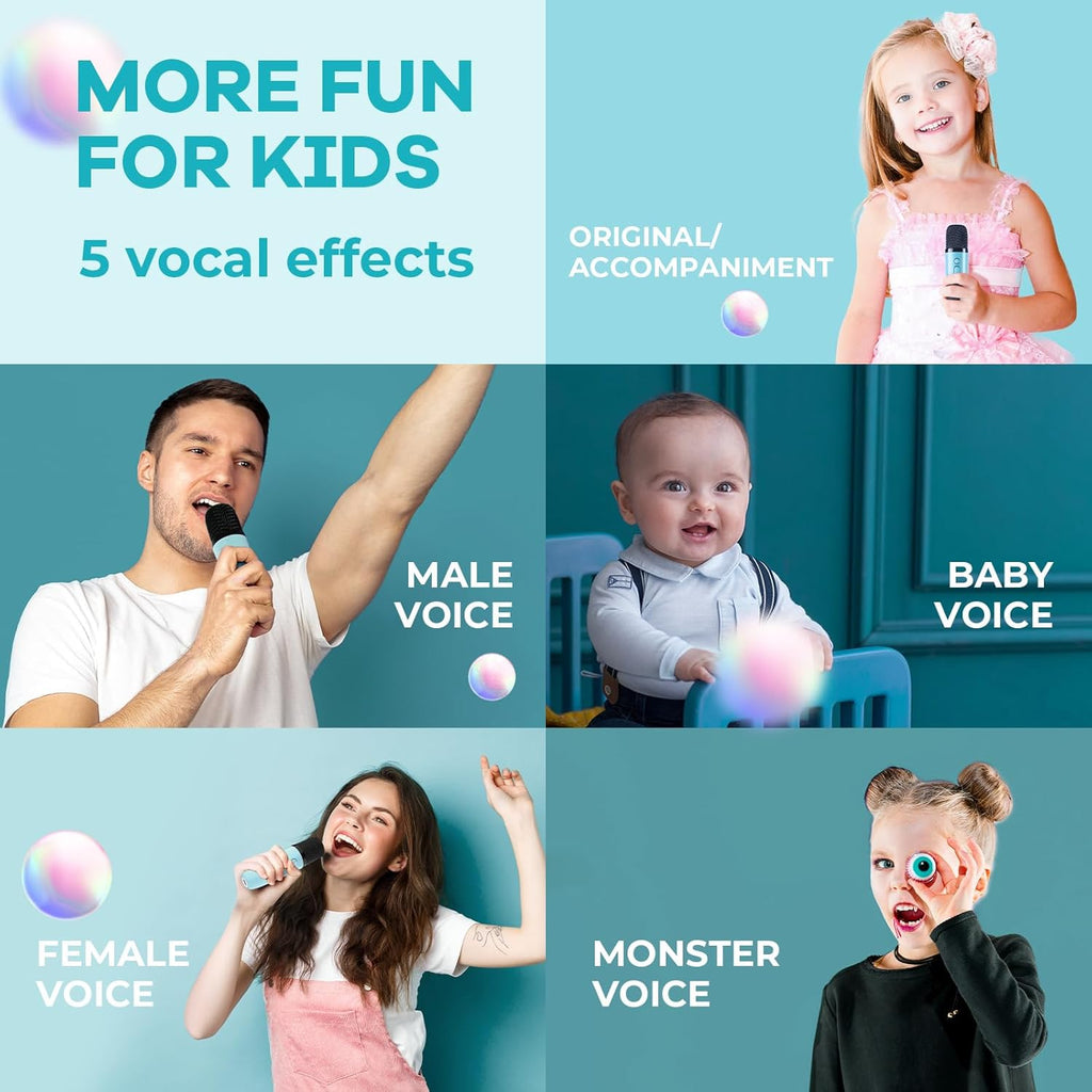 Przenośny minikaraoke Veylo — głośnik Bluetooth, 2 mikrofony bezprzewodowe