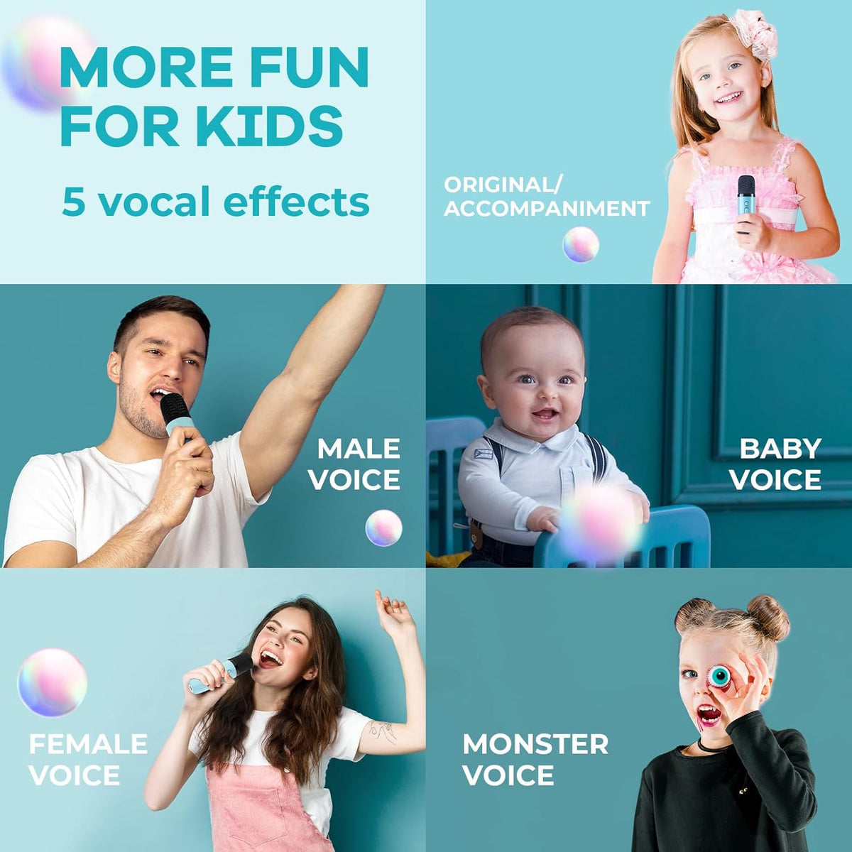 Przenośny minikaraoke Veylo — głośnik Bluetooth, 2 mikrofony bezprzewodowe