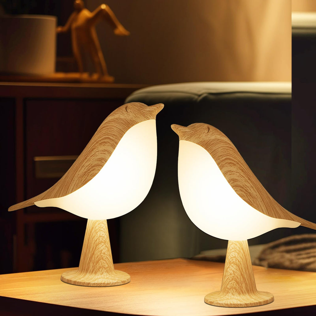 Vquand 2-Pack Bird Desk Lamp — Rechargeable Kids Night Light, Touch Sensor, 3 Color Modes