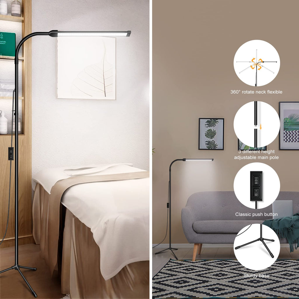 Lampada da terra LED Jcotton con collo di cigno regolabile — Nero 01