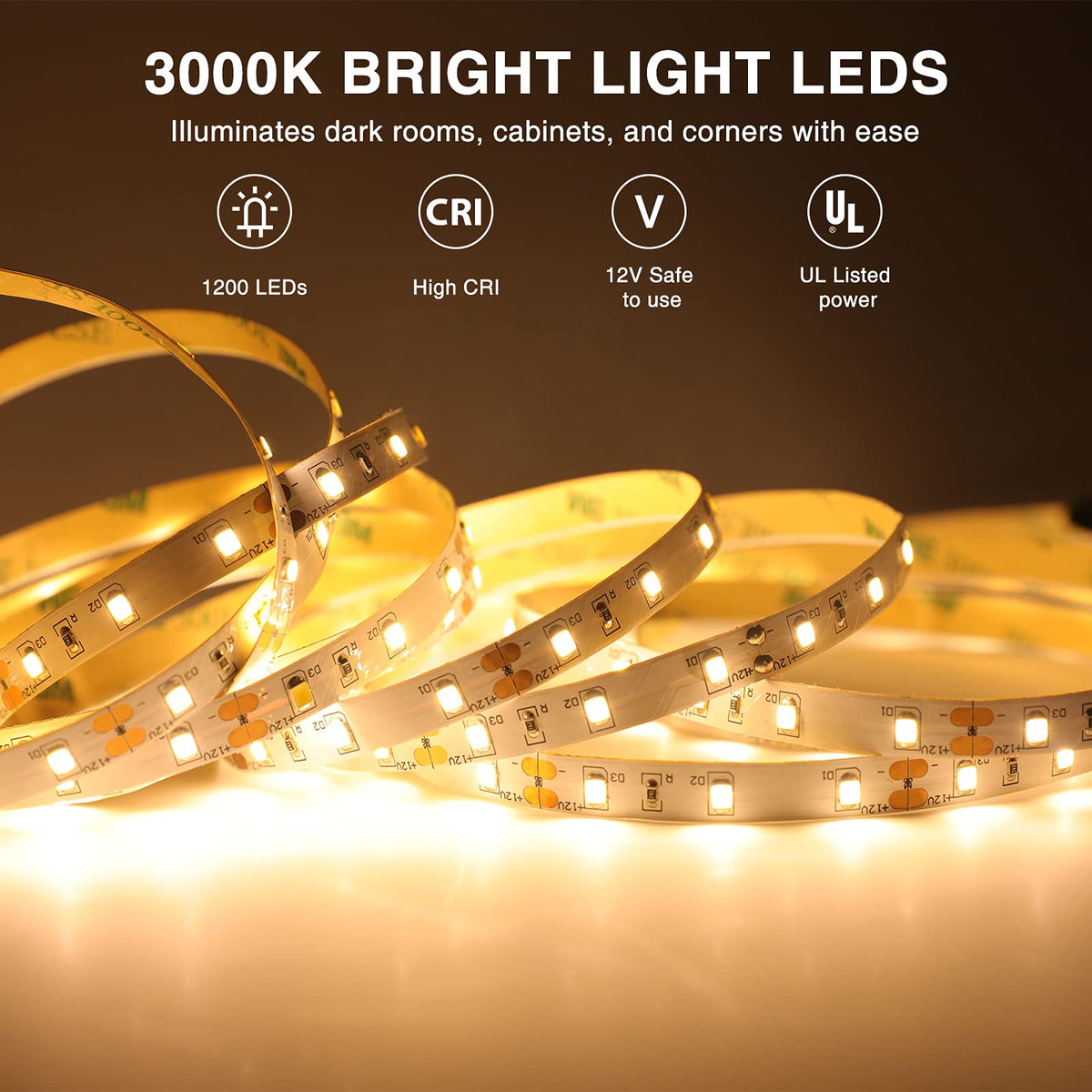 Onforu 20 m:n himmennettävä LED-nauhavalo, 1200 LEDiä, 3000 K:n lämmin valkoinen