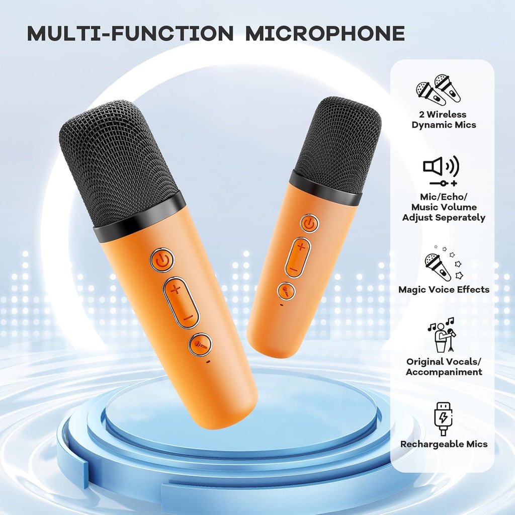 Przenośny minikaraoke Veylo — głośnik Bluetooth, 2 mikrofony bezprzewodowe