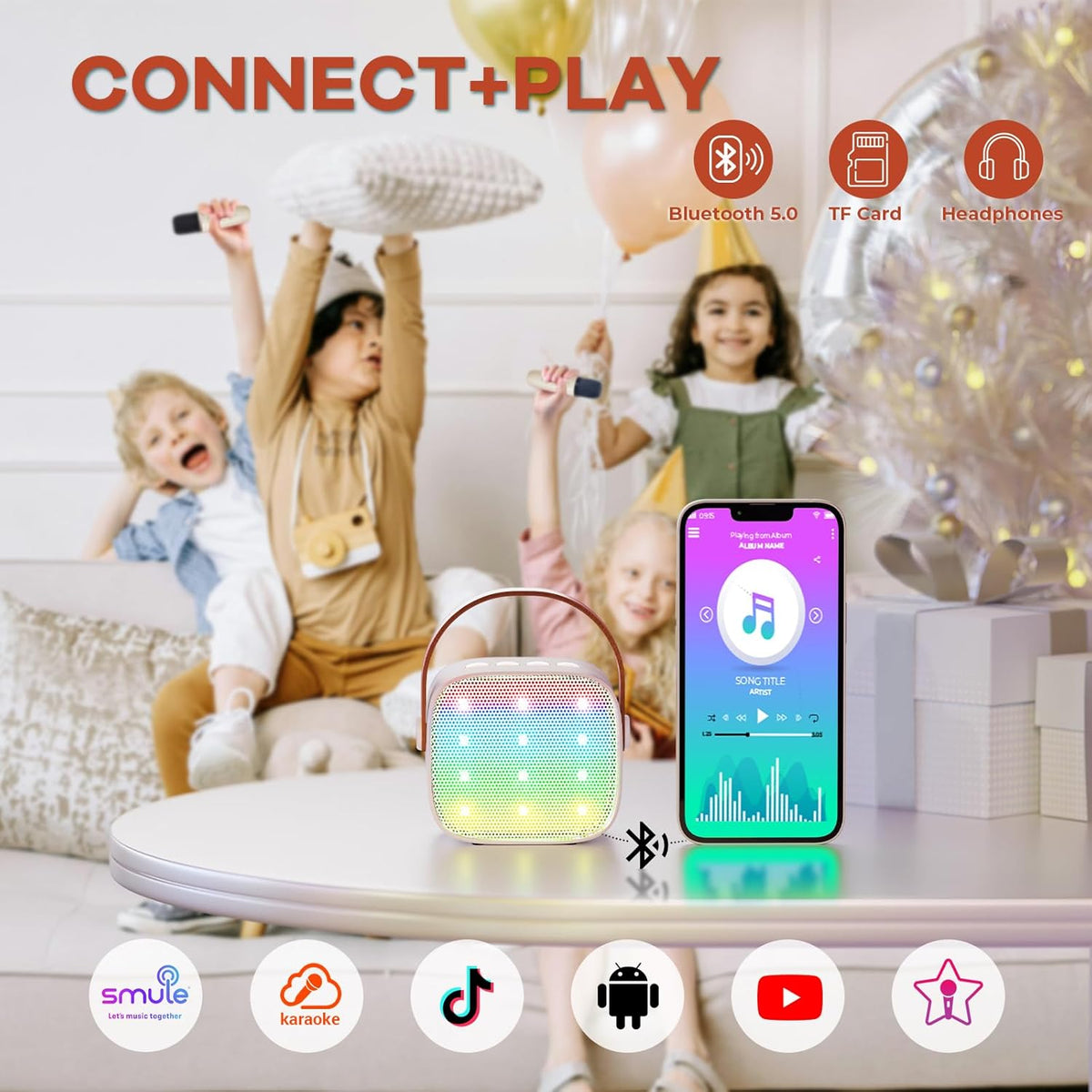 Przenośny minikaraoke Veylo — głośnik Bluetooth, 2 mikrofony bezprzewodowe