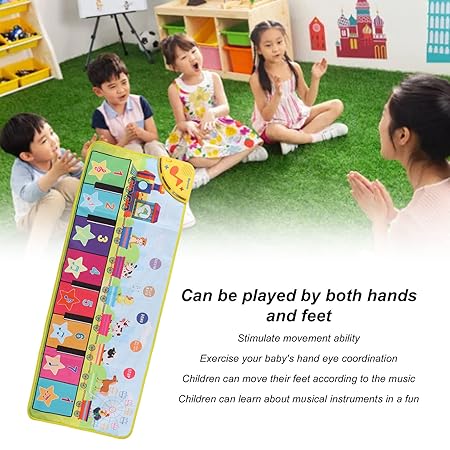 Tapete de dança musical multifunções - teclado de piano interativo, 8 sons de animais, design compacto e portátil