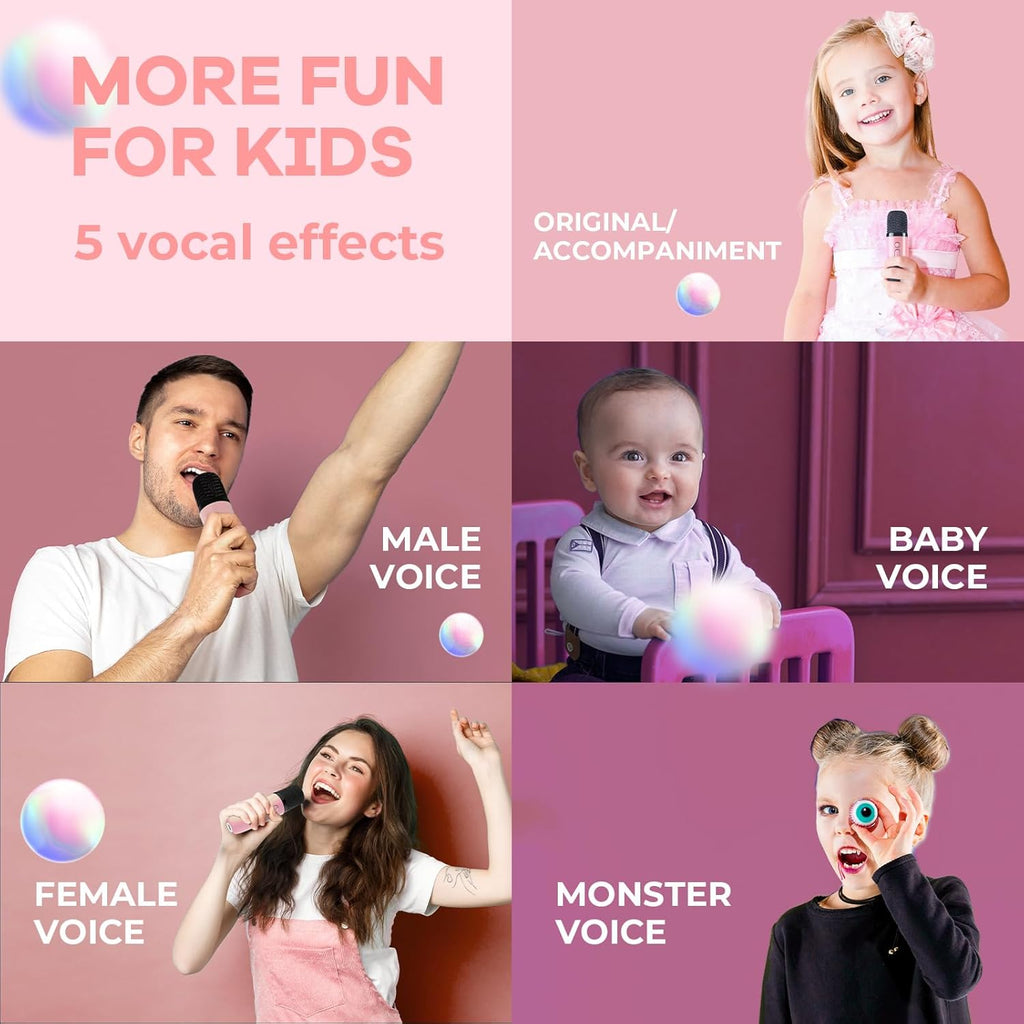 Przenośny minikaraoke Veylo — głośnik Bluetooth, 2 mikrofony bezprzewodowe