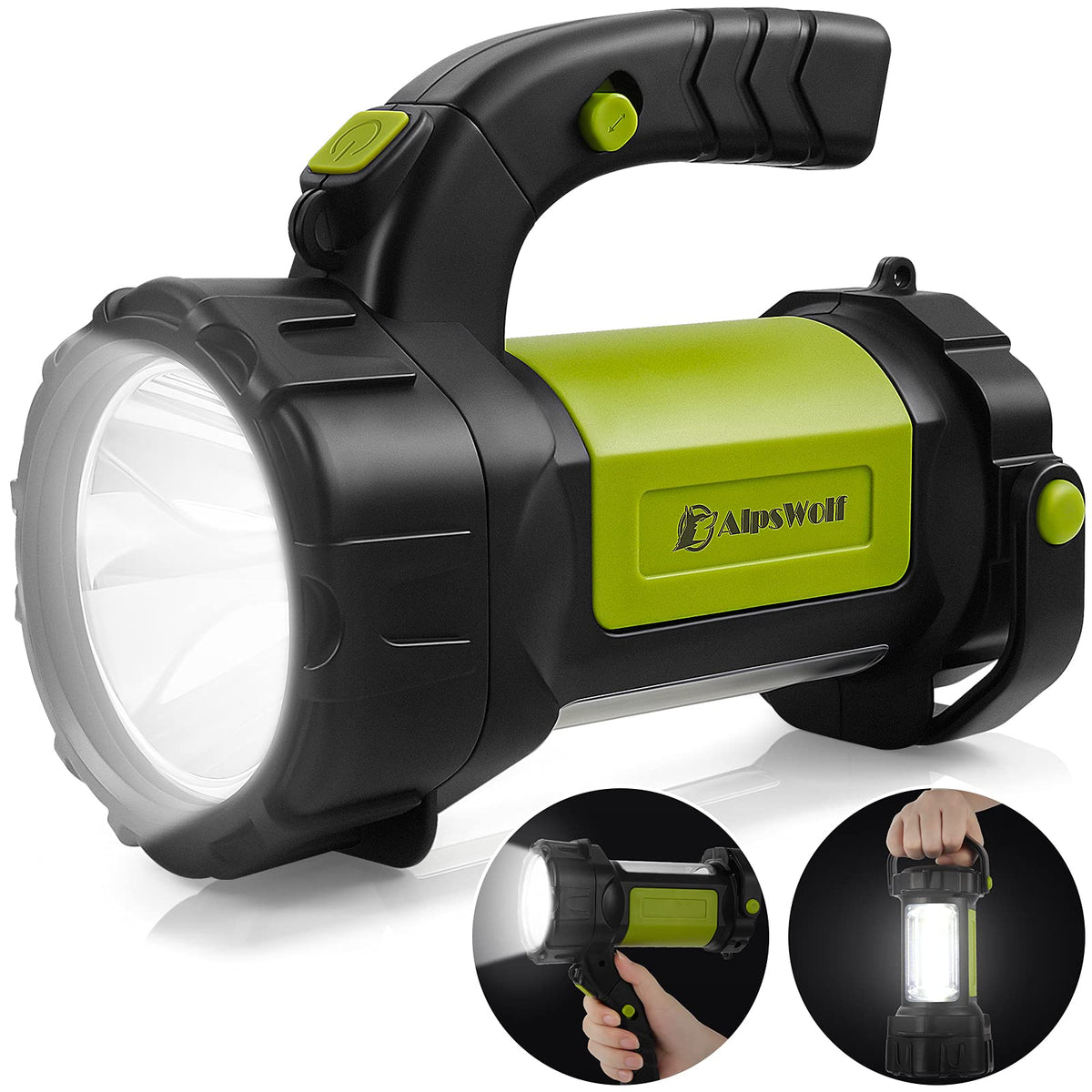 Lanterna de campismo recarregável Alpswolf — lanterna LED de 800 lm e projetor, bateria de 3600 mAh, modo de luz vermelha intermitente, estrutura compacta e portátil