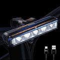 Phare de vélo à 5 LED de 2 600 lumens — Rechargeable par USB-C, étanche, fonction batterie externe, klaxon intégré, modes de faisceau puissant et faible