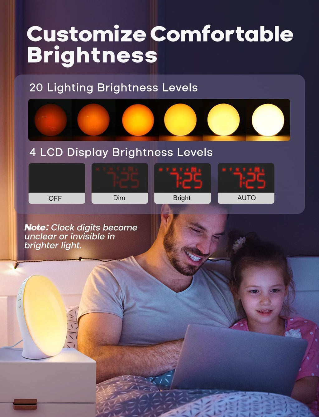 Despertador GlowRise com simulação do nascer e do pôr do sol — luz natural para acordar