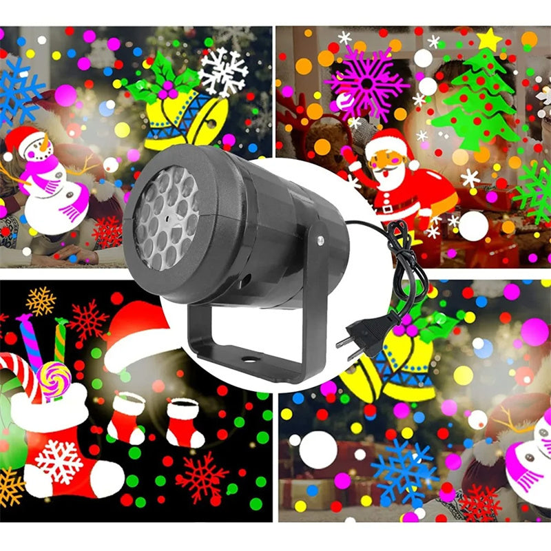 LED-julprojektorlampa med snöflingor – vattentät, 16 mönster