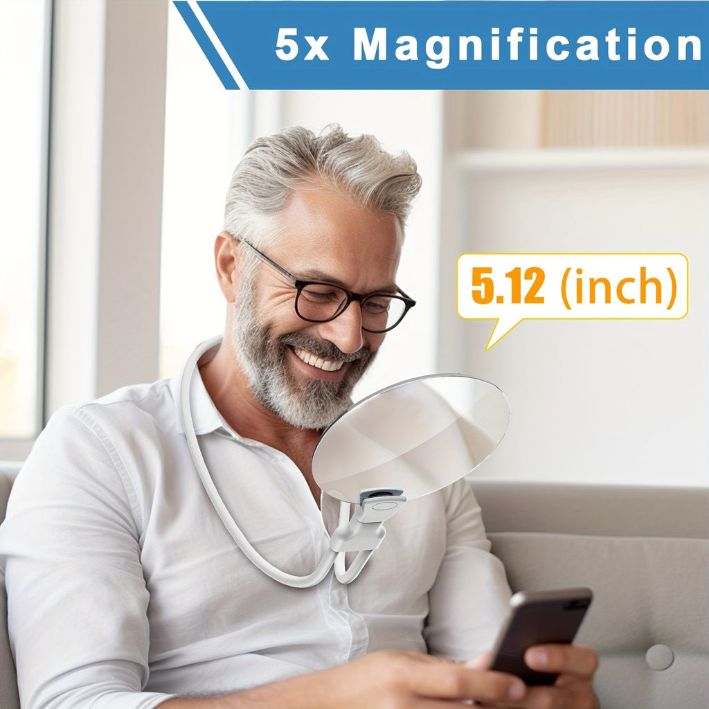 5X Magnifier Pro 免手持可调节颈挂式放大镜 — 5X 光学放大镜片