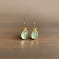 Elina Green Moonstone Earrings — Vintage Cut Design