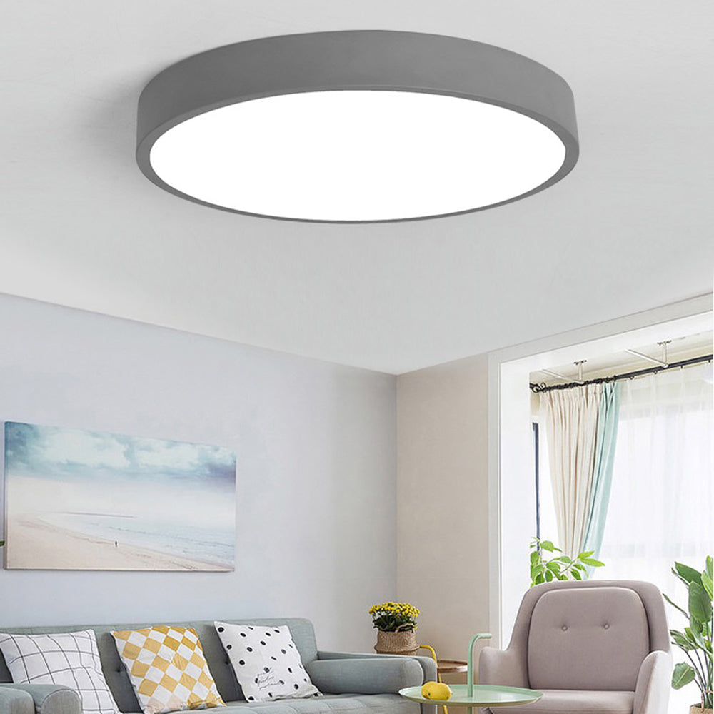 Moderne ronde led-plafondlamp - zachte roze en grijze tinten