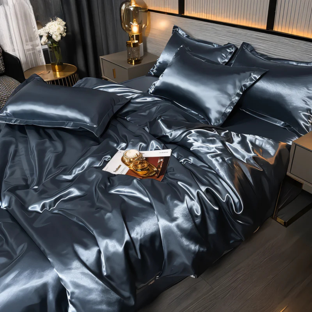 Ropa de cama de seda con acabado liso y brillante