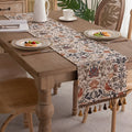 Floral & Bird Jacquard Table Runner — Vintage Motif
